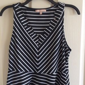 Black and white stripe v neck dress