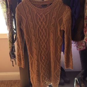 Camel cable knit dress