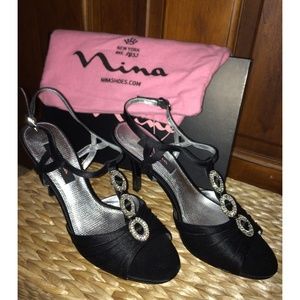 Black open toe heels