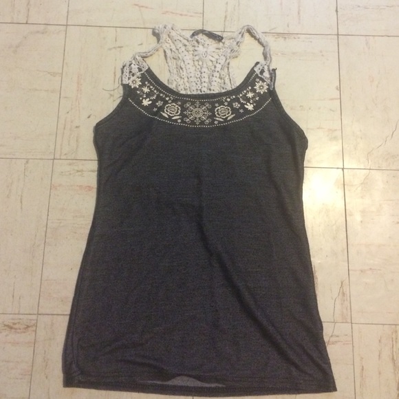 Denim colored tank with lace :)