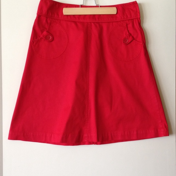 H&M Red A-Line Skirt with Pockets