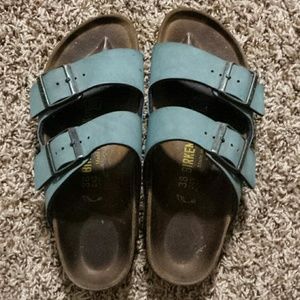 Light Blue Leather Arizona Birkenstock Sandals