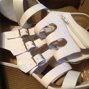 White wedge sandals