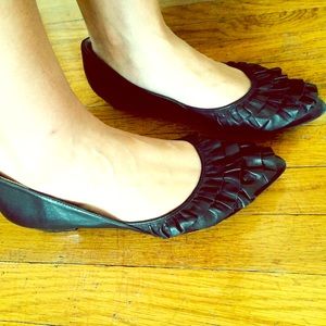 BCBG black leather flats