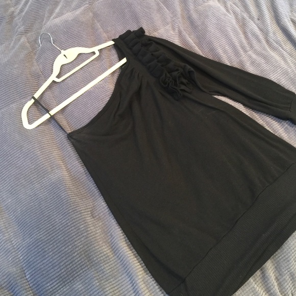 ❌ SOLD ❌ One shoulder long sleeve cotton top black - Picture 4 of 4