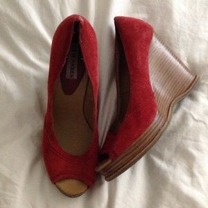 Steve Madden Red Wedges with Wooden Heel