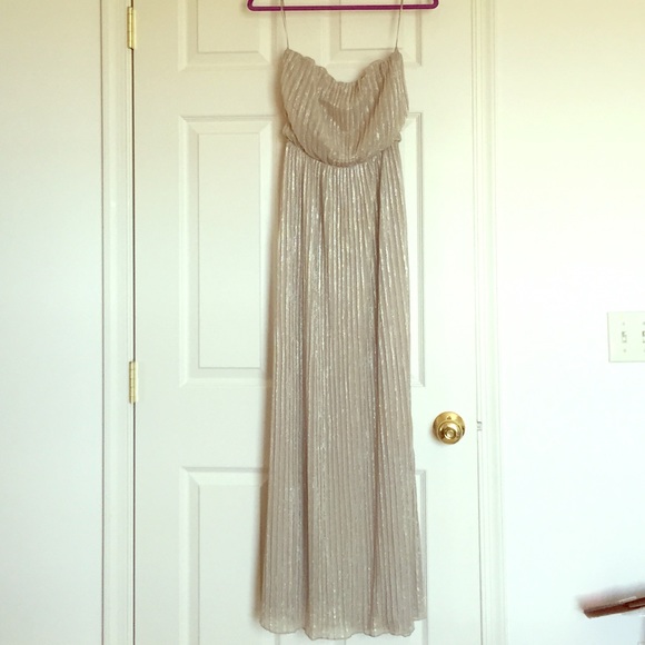 Gold Strapless Maxi Dress