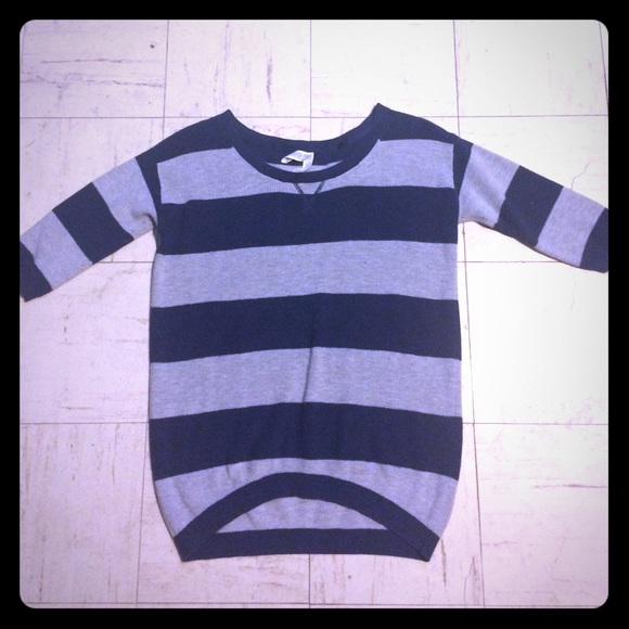 Grey and navy blue striped sweater :)