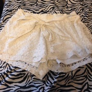 White lace shorts