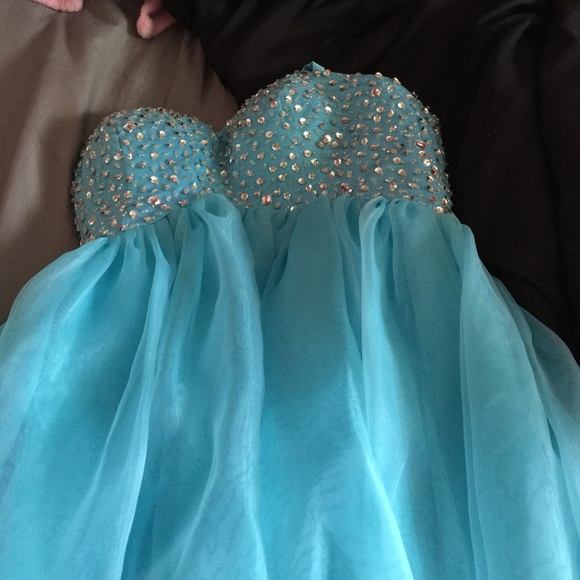 Blue rhinestone formal dress