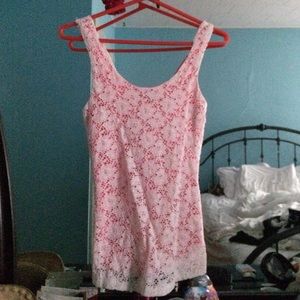 Pink & White Lace Tanktop
