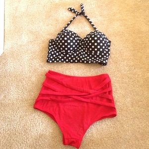50's retro two pieces swimwear