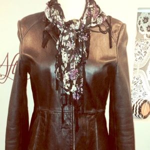 Vintage petite medium black leather jacket