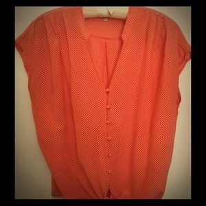 Joie silk, cropped tie blouse.