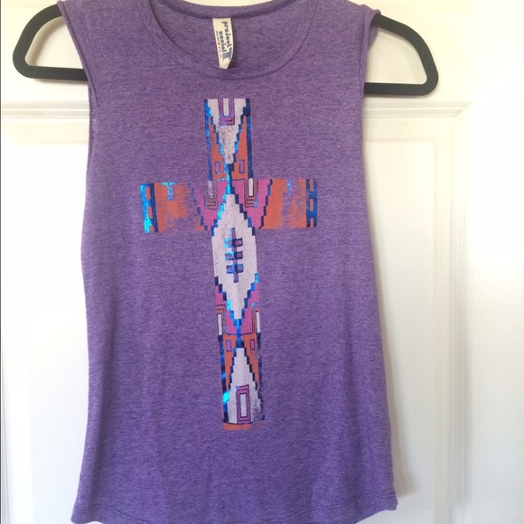 Purple cross muscle tee