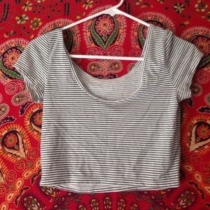 striped crop top.