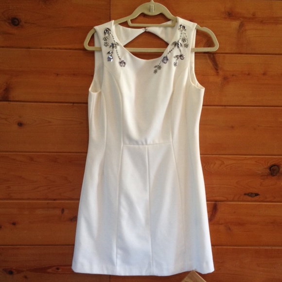 White Dress with Beaded Neckline