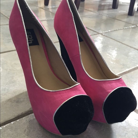 Hot pink and black heels
