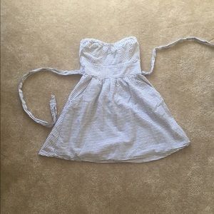 Seersucker strapless dress