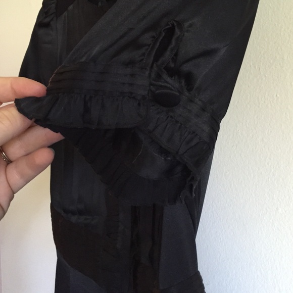 Bebe black silk button up top - Picture 3 of 7