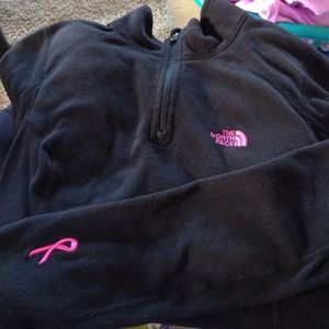 Black breast cancer quarter zip north face fleece