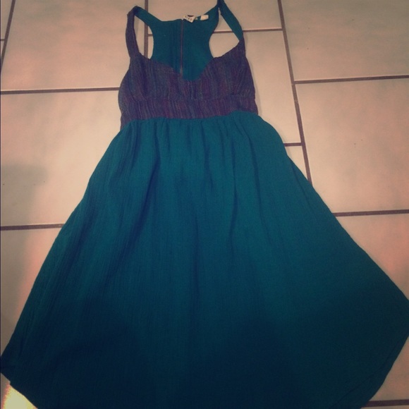 Roxy dress green with tweed zipper detail