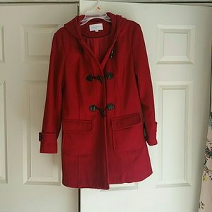 Red Wool Toggle Relativity Coat