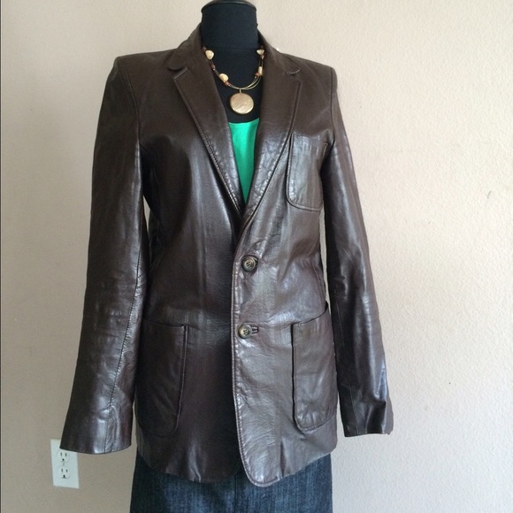 Women's Chocolate Leather Blazer