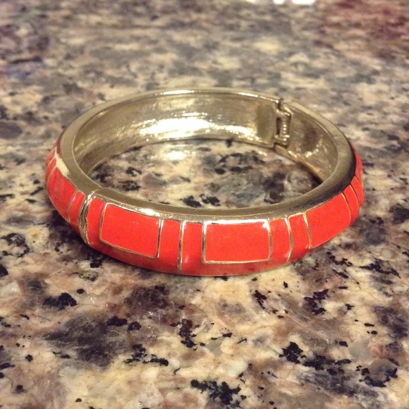 Art Deco red/gold bangle
