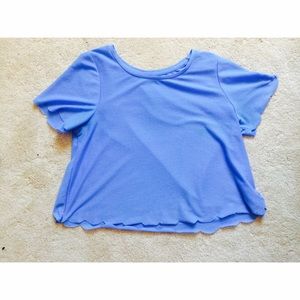 Topshop periwinkle scalloped top