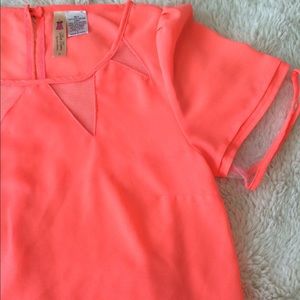 Neon Coral Short Sleeve Shirt - S