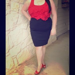 Red Lace Plus Size Tank