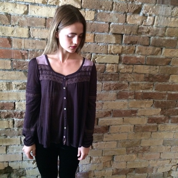 Free People Purple Floral Top