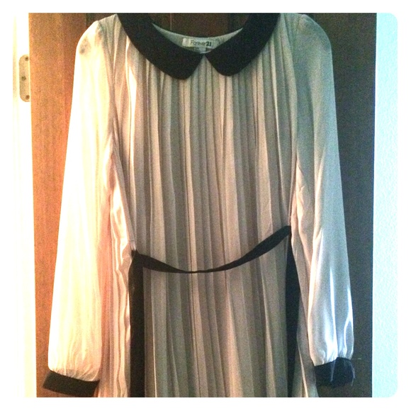 Cream with black Peter Pan collar dress