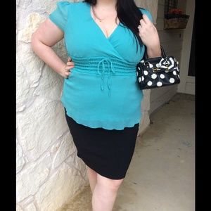 Teal A-Line Plus Size Blouse