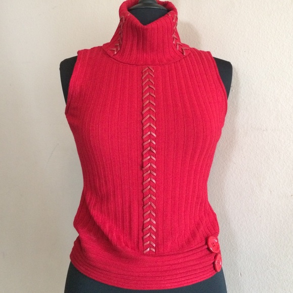 Cherry Red Turtleneck Sleeveless