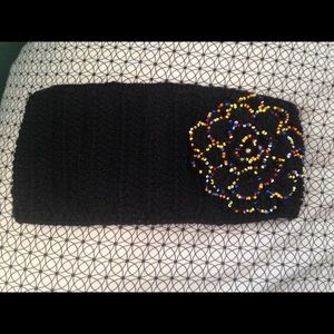 HANDMADE black headband with rainbow beads