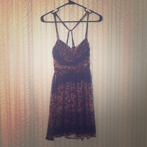 Navy floral dress with attached slip!
