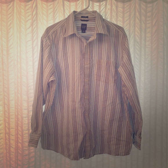 Mens L blue and white striped dress shirt.