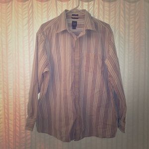 Mens L blue and white striped dress shirt.