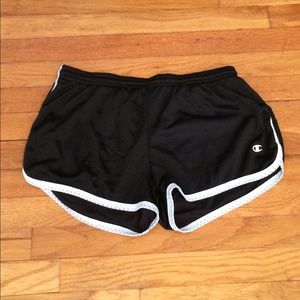 Black mesh workout shorts