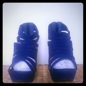 Royal Blue Suede Wedges