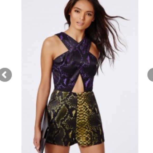 missguided snake print playsuit