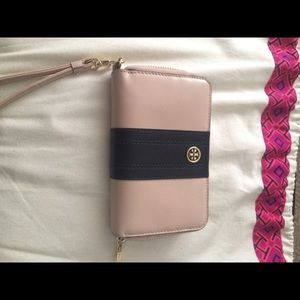 Tory Burch pink and black wallet