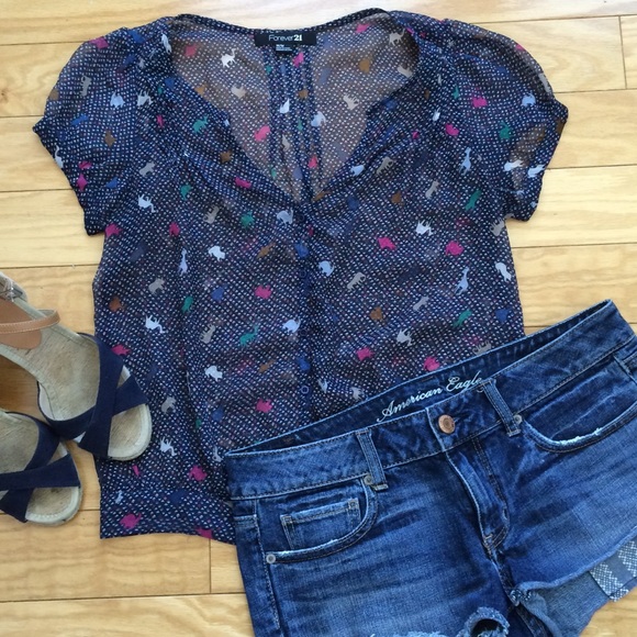 Sheer Animal Print Blouse - Picture 1 of 3