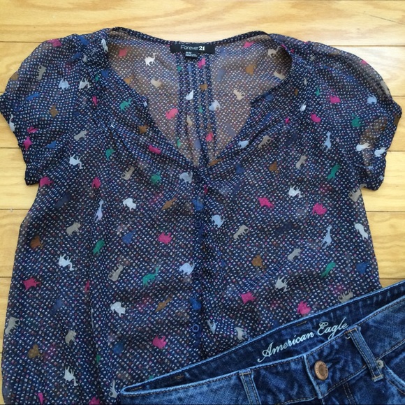 Sheer Animal Print Blouse - Picture 2 of 3