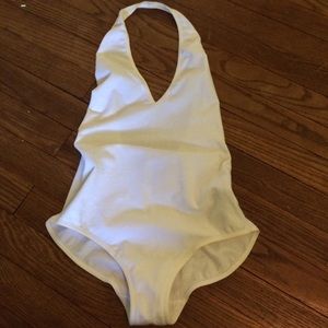 White halter bodysuit