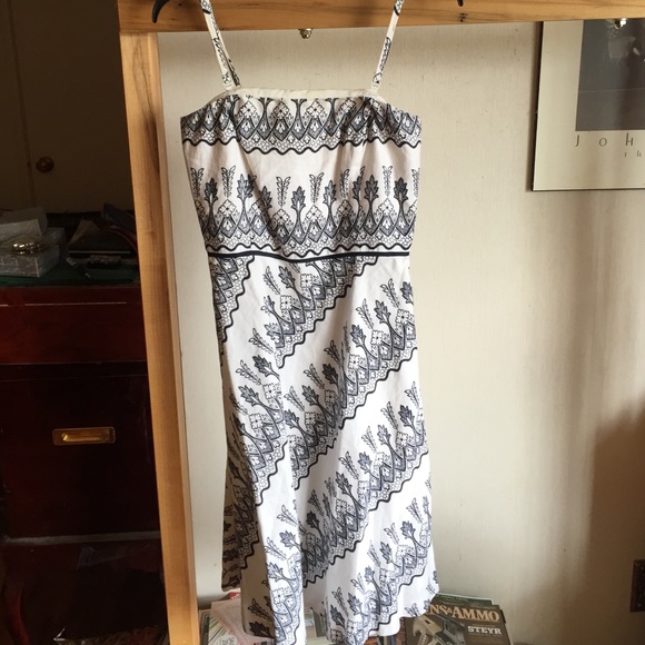 Loft linen sundress navy cream size 2