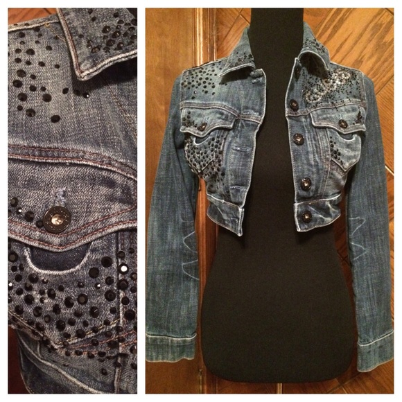 ❤️Guess copped denim jacket💙
