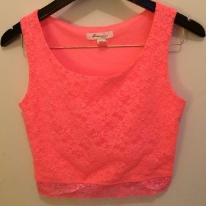 Neon lace cropped top